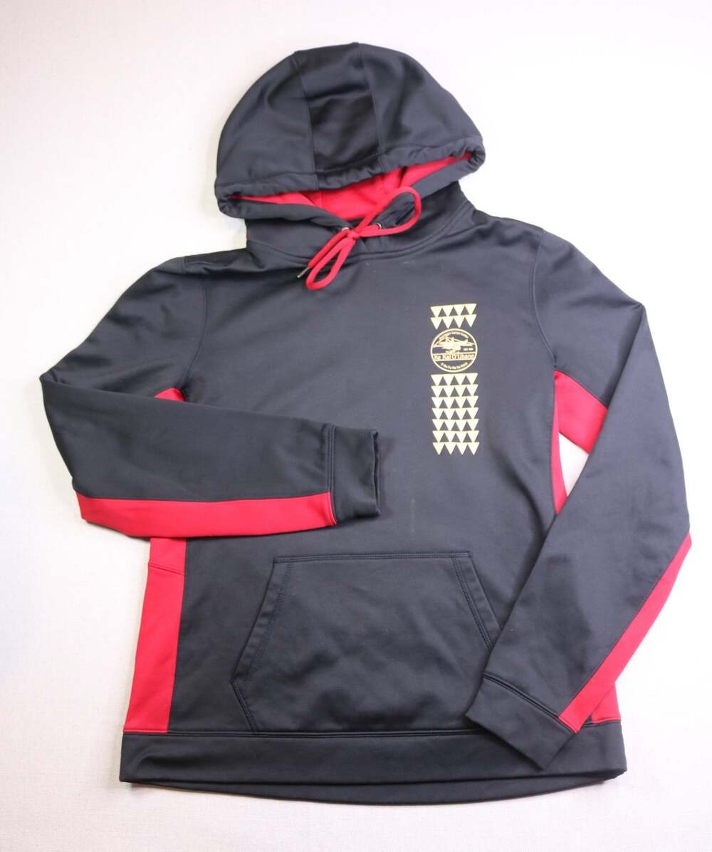 Sport-Tek Ladies Sport Fleece Colorblock Hoodie Black Red Size M Custom Graphic